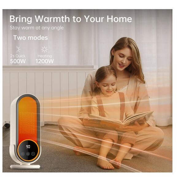 Space Heater Indoor Efficient Adjust Therm,1200W PTC Rapid,Ceramic,Remote,Timer - Picture 8 of 8